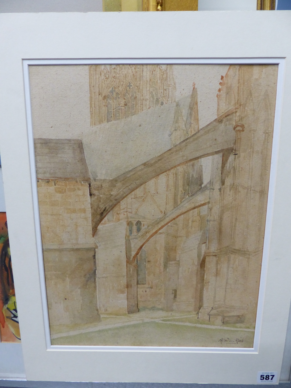 ALFRED WILLIAM RICH N.E.A.C. (1856-1921), FLYING BUTTRESSES AT LINCOLN CATHEDRAL, SIGNED, - Image 2 of 5
