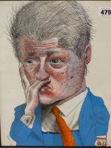 JOHN SPRINGS (B.1972), BILL CLINTON II, SIGNED, MIXED MEDIA, 27 x 35cms.