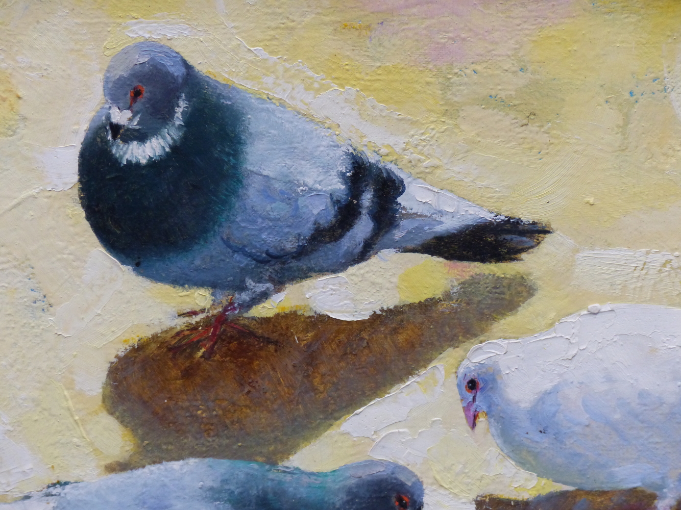 OLIVA (20TH CENTURY) ARR, PIGEONS AND DOVES, SIGNED AND DATED 72, OIL ON BOARD, 69 x 52.5cm - Image 3 of 6