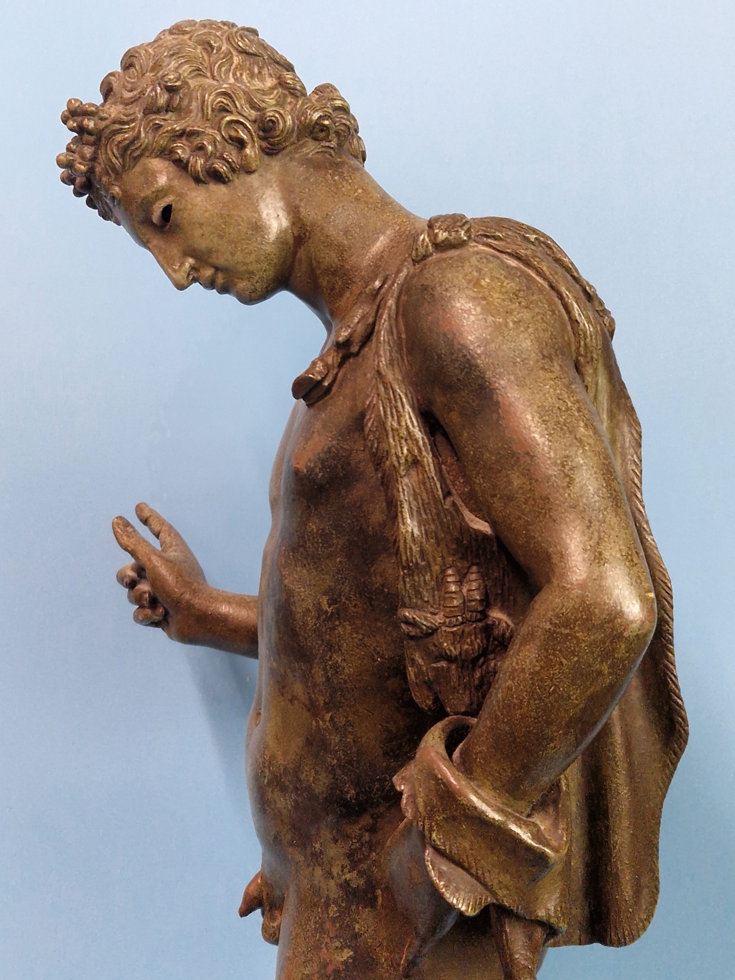 AFTER THE ANTIQUE, A BRONZE FIGURE OF NARCISSUS STANDING LOOKING DOWNWARDS HIS RIGHT FINGER - Image 8 of 12