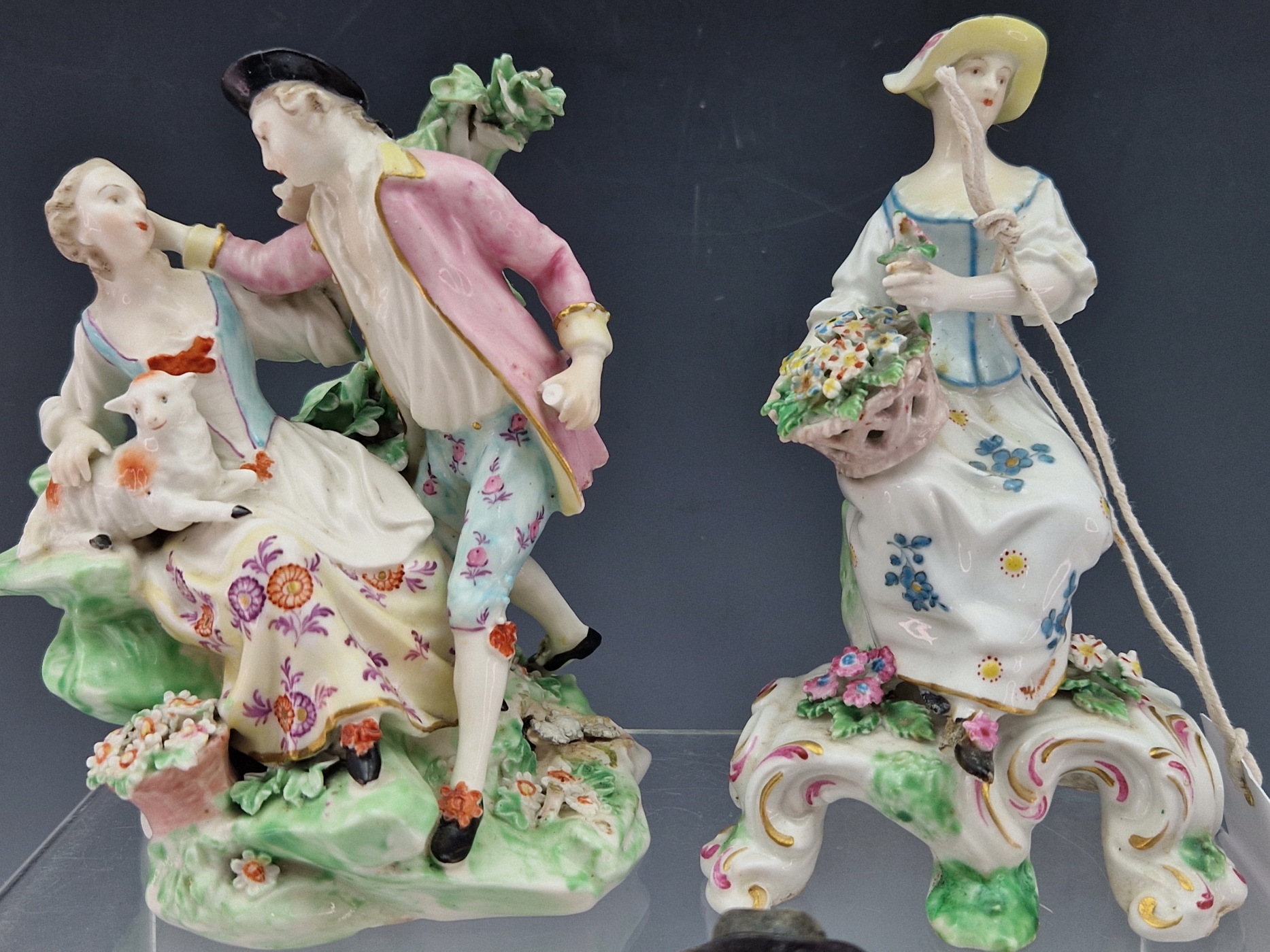 A PAIR OF PATCH MARK DERBY FIGURES SEATED ON FOOTED BASES, SHE REPRESENTING SUMMER AND HE WINTER. - Image 2 of 15