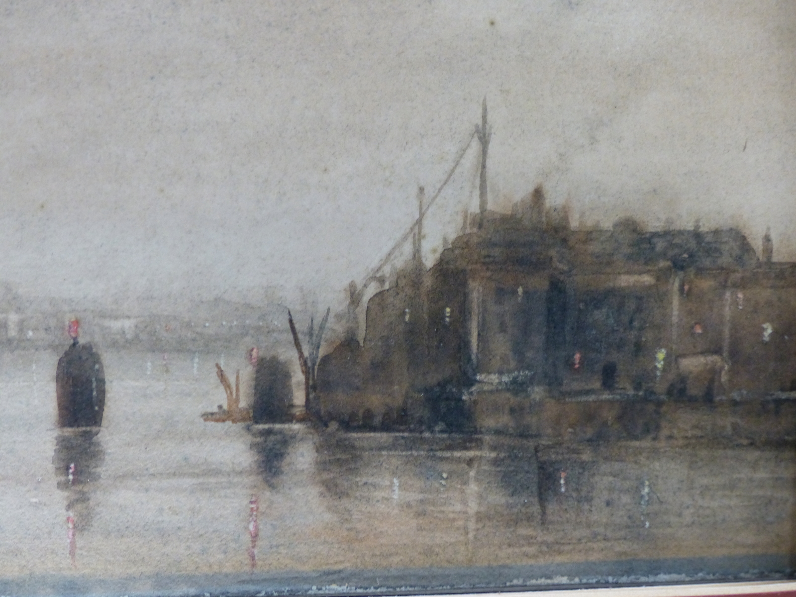 ENGLISH SCHOOL (19TH CENTURY), THE VIEW FROM VAUXHALL BRIDGE AT DUSK, TITLED LOWER LEFT, - Image 7 of 9