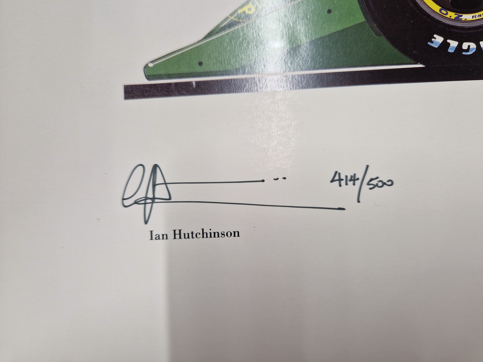 JORDAN FORMULA 1 RACING 1991 PRINT SIGNED BY EDDIE JORDAN AND THE ARTIST IAN HUTCHINSON . LTD - Image 3 of 7