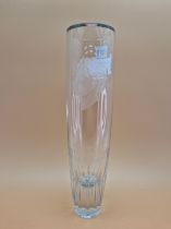 ROD GOULD. A LARGE TALL GLASS TROPHY VASE PRESENTED TO ROD AS 4TH PLACE PRIZE OF HONOUR 1968