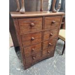 A MAHOGANY CHEST OF TWO BANKS OF FOUR DRAWERS. W 69 x D 51 x H 90cms.