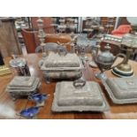 OLD SHEFFIELD AND OTHER PLATE: A PAIR AND A SINGLE CANDELABRUM, TWO COFFEE POTS, A CHOCOLATE POT,