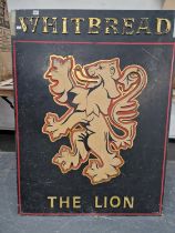 A VINTAGE PUB SIGN "THE LION" WHITBRED BREWERY.