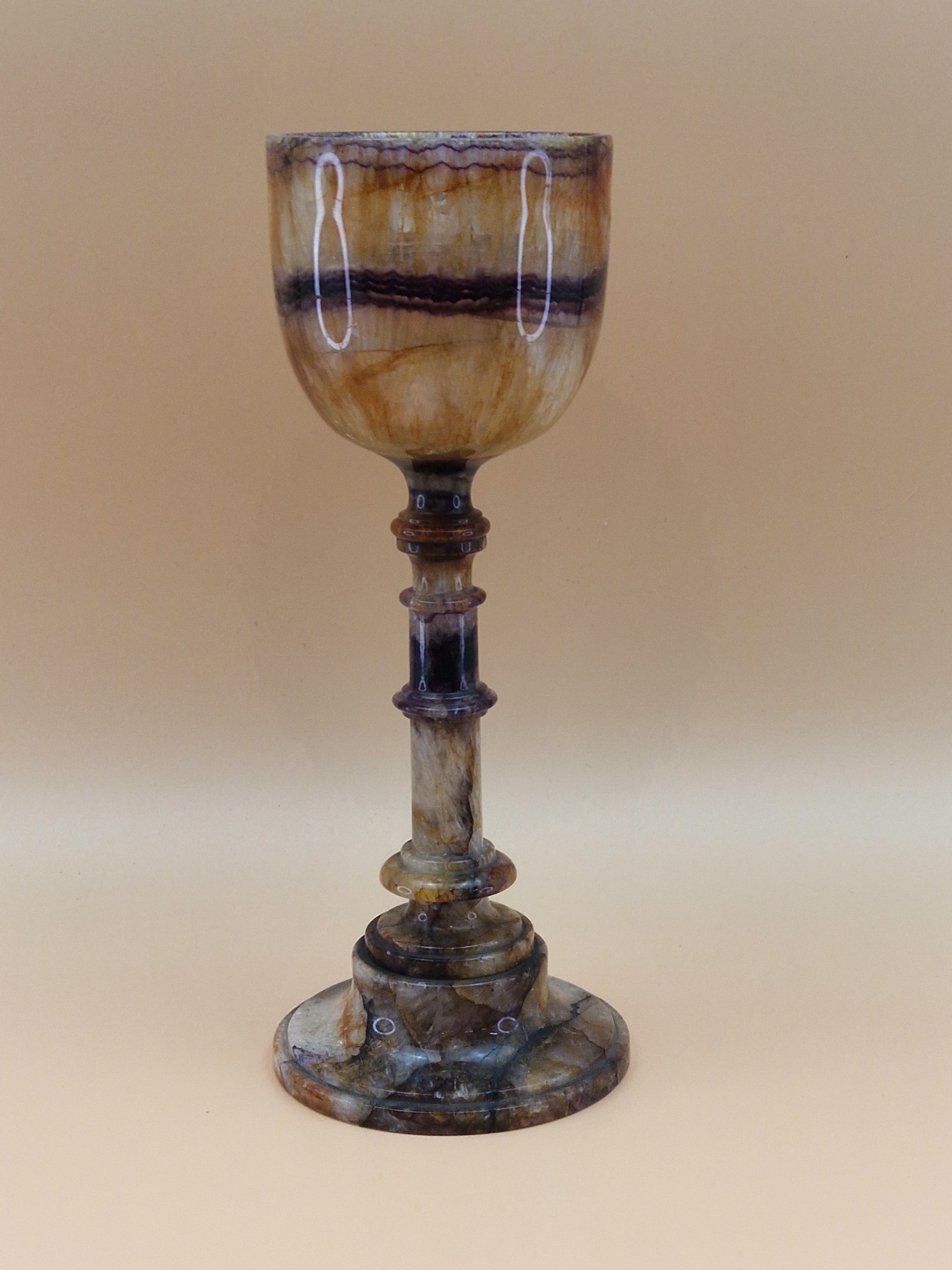 A BLUE JOHN GOBLET, THE BOWL WITH A CENTRAL PURPLE BAND AND RAISED ON A TURNED STEM WITH A - Image 12 of 12