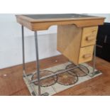 A VINTAGE 1960'S/ 70'S CHILDS DESK WITH CHROME LEGS.