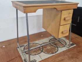 A VINTAGE 1960'S/ 70'S CHILDS DESK WITH CHROME LEGS.