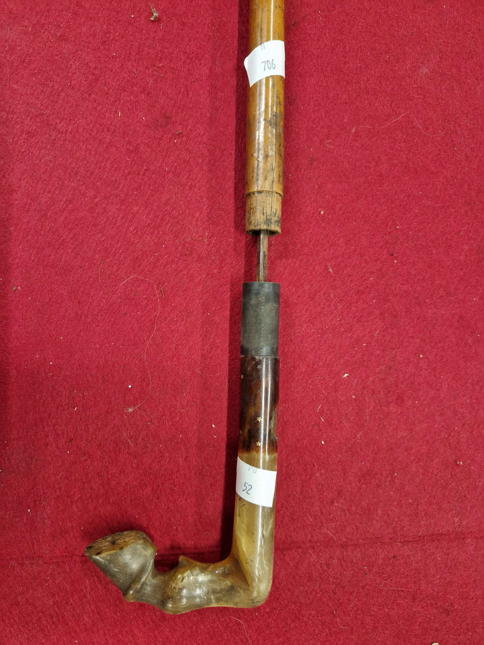A 19TH CENTURY SWORD STICK, WITH MALACCA CANE AND CARVED HORN HANDLE. - Image 3 of 17