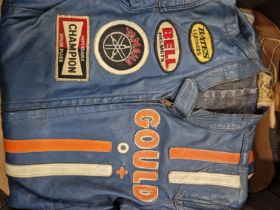 ROD GOULD. ROD GOULD MOTOR RACING WORN LEATHERS USED C.1970-1972, SIGNED PROVENANCE FROM THE OWNER