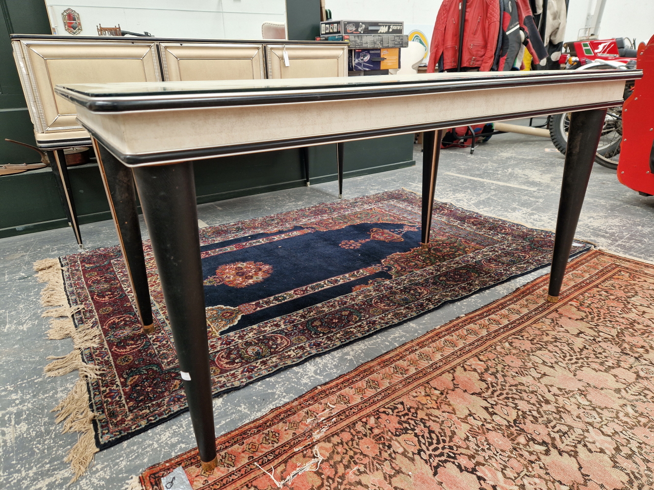 A STYLISH RETRO DINING SET BY UMBERTO MASCAGNI, INCLUDES A MIRROR BACK LABELLED SIDEBOARD, GLASS TOP - Image 6 of 11