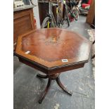 A MAHOGANY OCTAGONAL TABLE ON A COLUMN AND FOUR LEGS