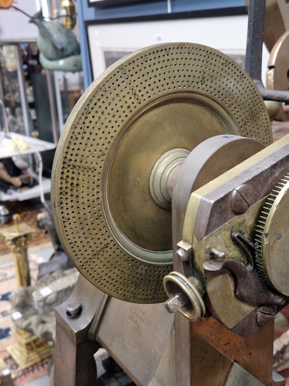 A RARE MID 19TH CENTURY BRASS AND IRON ORNAMENTAL TURNING LATHE SIGNED C. RICH, 44 DENMARK STREET - Image 68 of 77