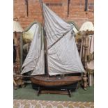 A MODEL SAILING BARGE THE MAST WITH FIVE SAILS UP, FROM STERN TO BOW SPRIT. 172cms.