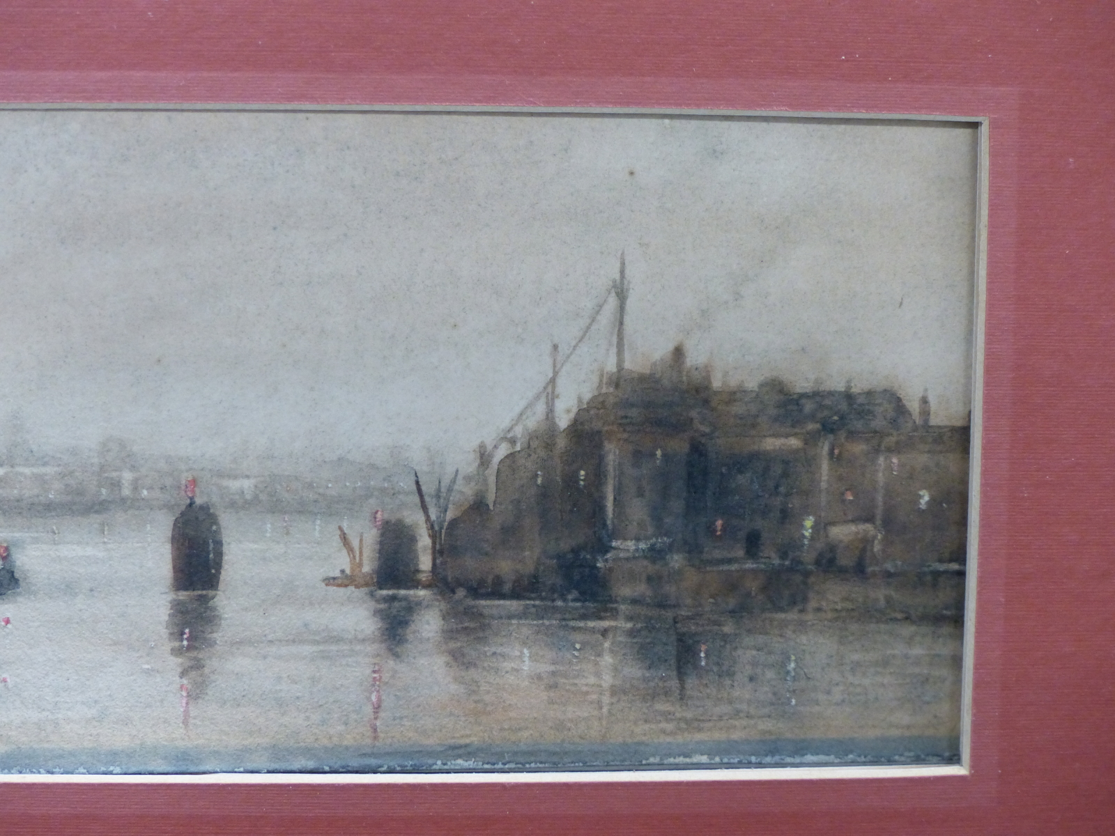 ENGLISH SCHOOL (19TH CENTURY), THE VIEW FROM VAUXHALL BRIDGE AT DUSK, TITLED LOWER LEFT, - Image 8 of 9