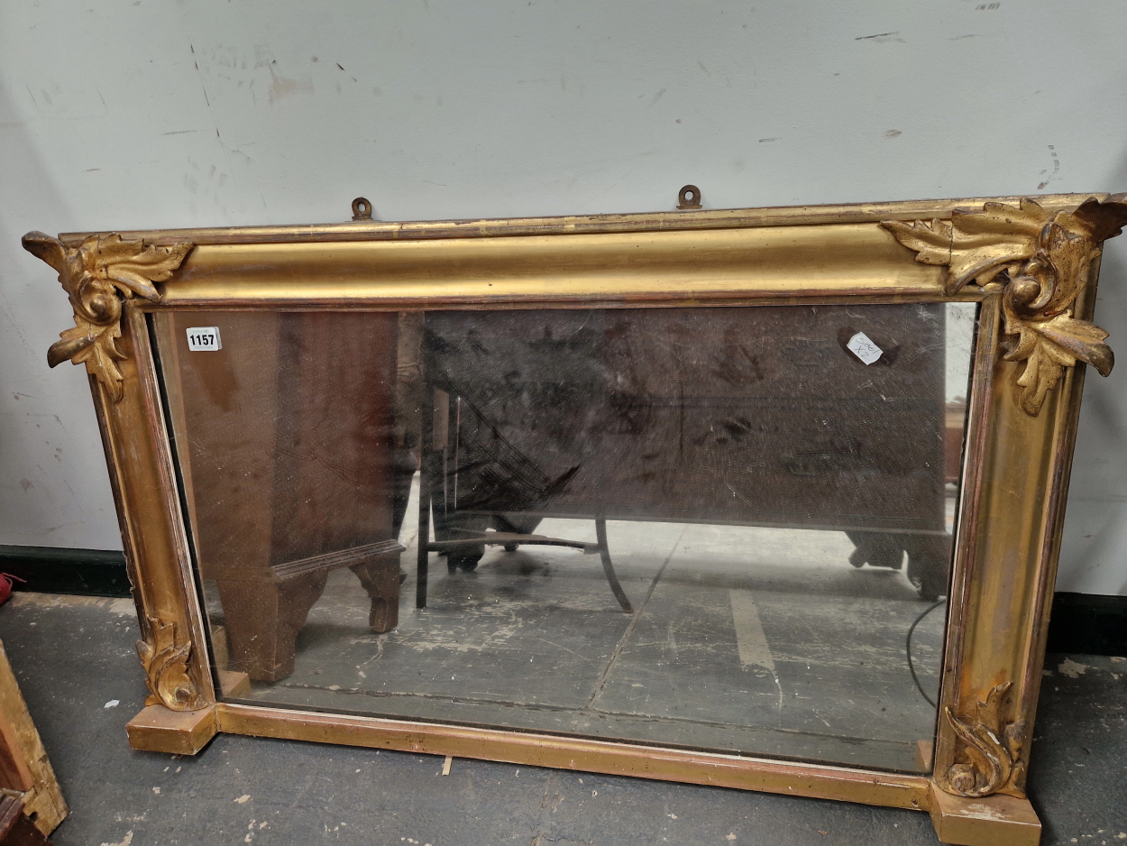 TWO VICTORIAN GILT FRAMED OVERMANTLE MIRRORS