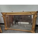 TWO VICTORIAN GILT FRAMED OVERMANTLE MIRRORS