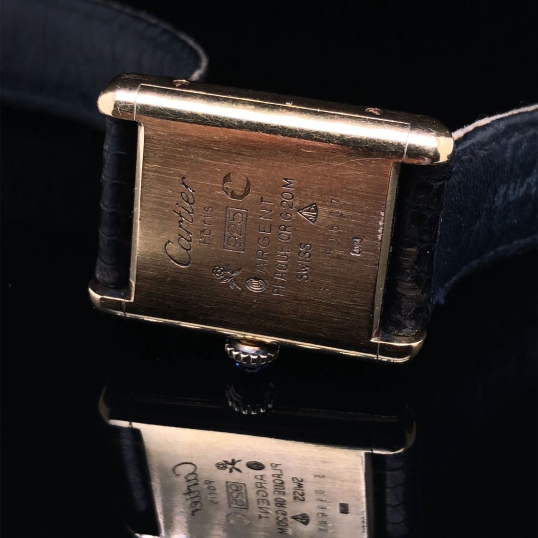 A MUST DE CARTIER SILVER AND GOLD PLATE LADIES WRIST WATCH WITH ORIGINAL LEATHER STRAP AND BUCKLE. - Image 3 of 3
