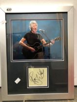 PINK FLOYD - ROGER WATERS FRAMED PHOTO & SIGNATURE + COA, OVERALL - 35 x 45CM,