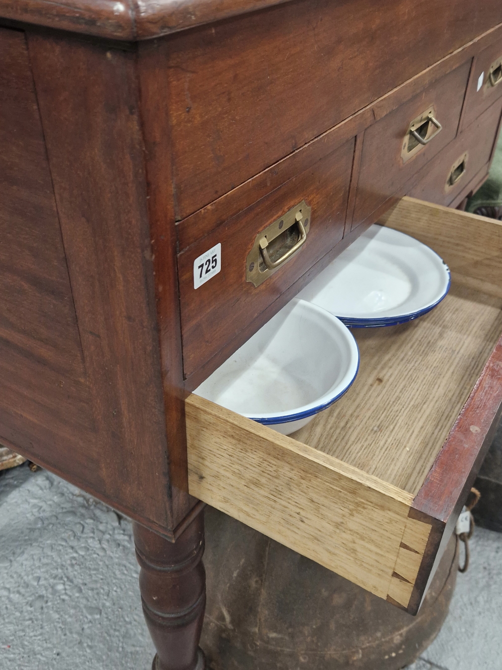 A VICTORIAN MAHOGANY CAMPAIGN TWO DRAWER WASHSTAND, THE LID STAMPED FOR HILL AND MILLARD, - Image 4 of 4