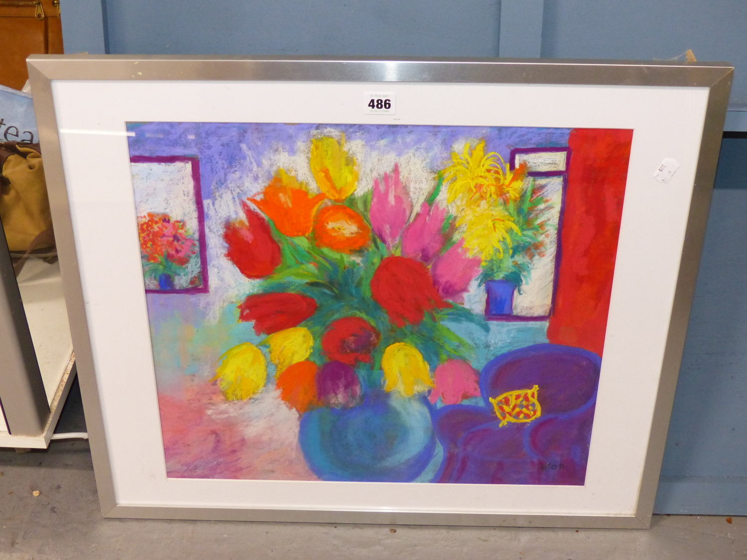 VIV O'DONNELL (20TH/21ST CENTURY), STILL LIFE OF TULIPS IN A VASE AND ANOTHER OF FRUIT AND - Image 2 of 6