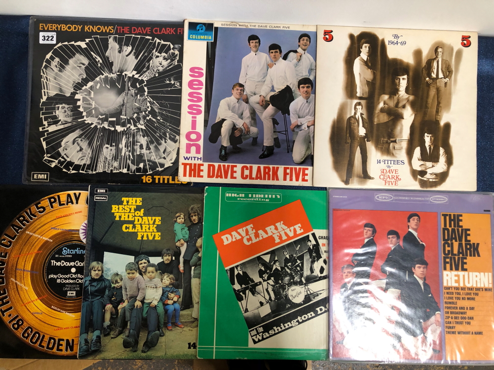 DAVE CLARK FIVE - 7 LP RECORDS, INCLUDING EVERYBODY KNOWS - SX6207 5 BY 5 - SX 6309, SESSION