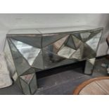 AN UNUSUAL VINTAGE MIRRORED CONSOLE TABLE WITH MIRROR OVER.