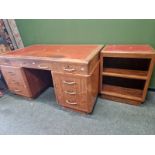 AN ART DECO STYLE MID CENTURY WALNUT TWIN PEDESTAL DESK