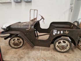A RARE TINPLATE TRI-ANG? PEDAL CAR IN THE FROM OF A MILITARY JEEP.