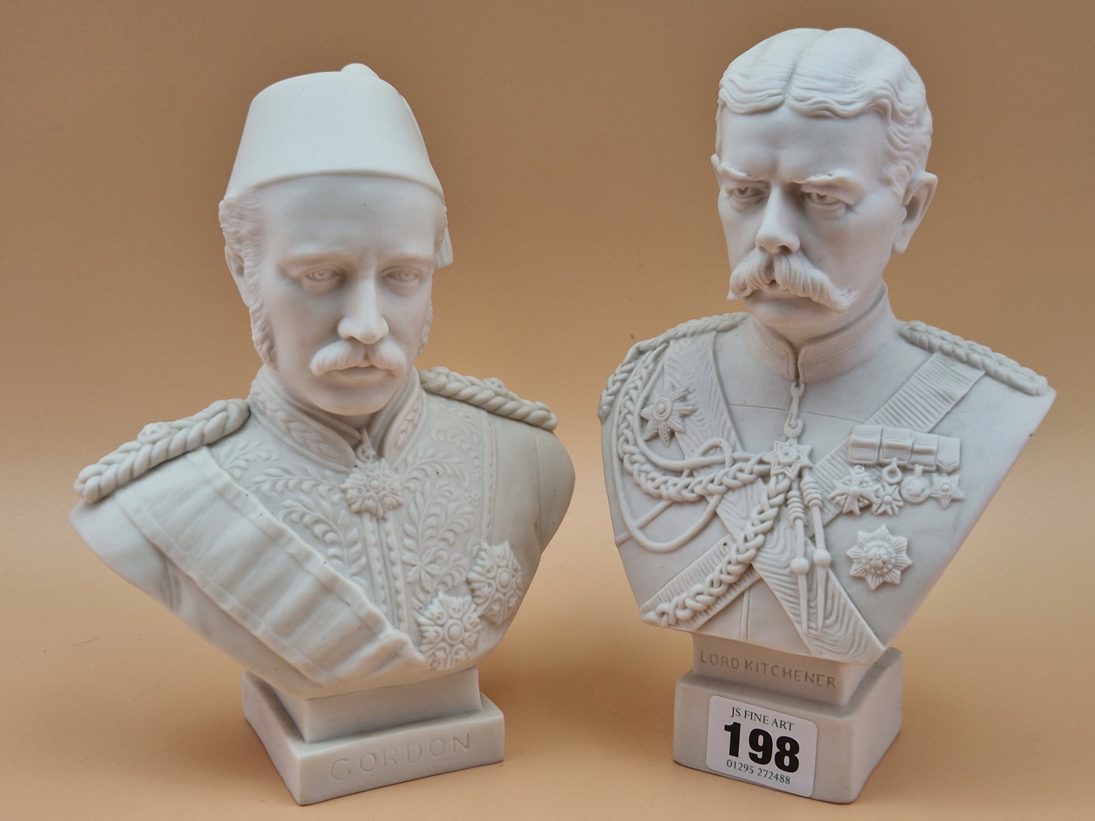 A ROBINSON & LEADBEATER PARIAN BUST OF LORD KITCHENER AFTER W C LAWTON. H 21cms TOGETHER WITH A GOSS