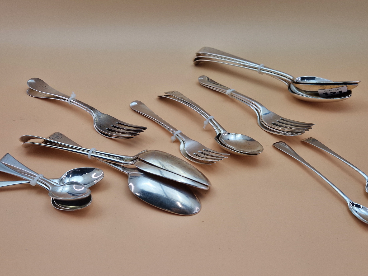 FIFTEEN VARIOUS OLD ENGLISH AND HANOVERIAN PATTERN SILVER SPOONS TOGETHER WITH SEVEN SILVER FORKS,
