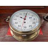 A SMITHS ATLAS SHIPS BRASS CASED WALL CLOCK TOGETHER WITH A SHIPS COMPASS