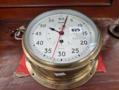 A SMITHS ATLAS SHIPS BRASS CASED WALL CLOCK TOGETHER WITH A SHIPS COMPASS