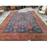 AN ANTIQUE TURKISH OUSHAK CARPET. 390 x 320 cm (LOSSES)