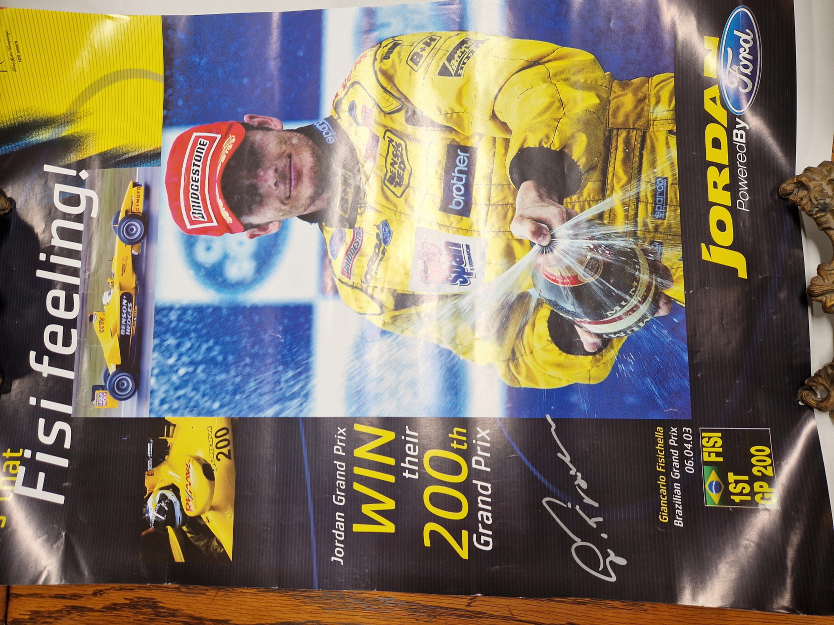 JORDAN FORMULA 1 RACING SIGNED GIANCARLO FISICHELLA POSTER. AND AN ANDREW KITSON SIGNED PRINT (2) - Image 5 of 6