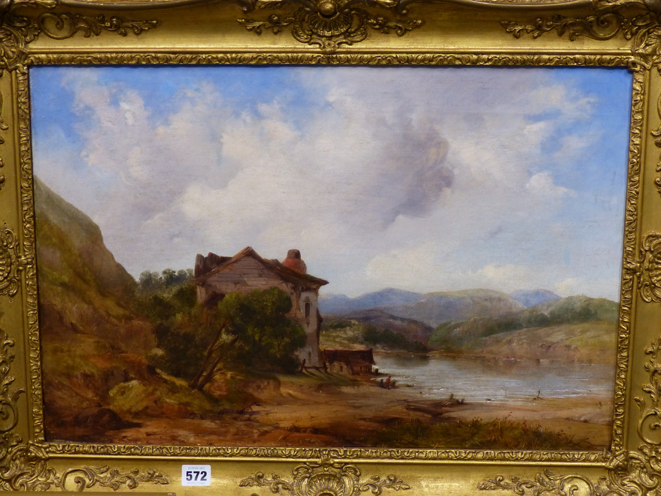 ENGLISH SCHOOL (19TH CENTURY), DERWENT WATER, OIL ON CANVAS, INDISTINCTLY TITLED ON STRETCHER VERSO, - Image 2 of 5