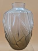 A SCHNEIDER ART DECO GLASS VASE PARTIALLY FROSTED AND MOULDED WITH A GEOMETRIC PATTERN OF IRIS