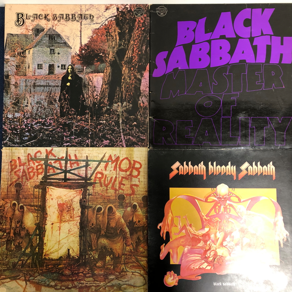 BLACK SABBATH - 4 LP RECORDS: BLACK SABBATH '73 REISSUE WWA 006, MASTERS OF REALITY MISPRINT REISSUE
