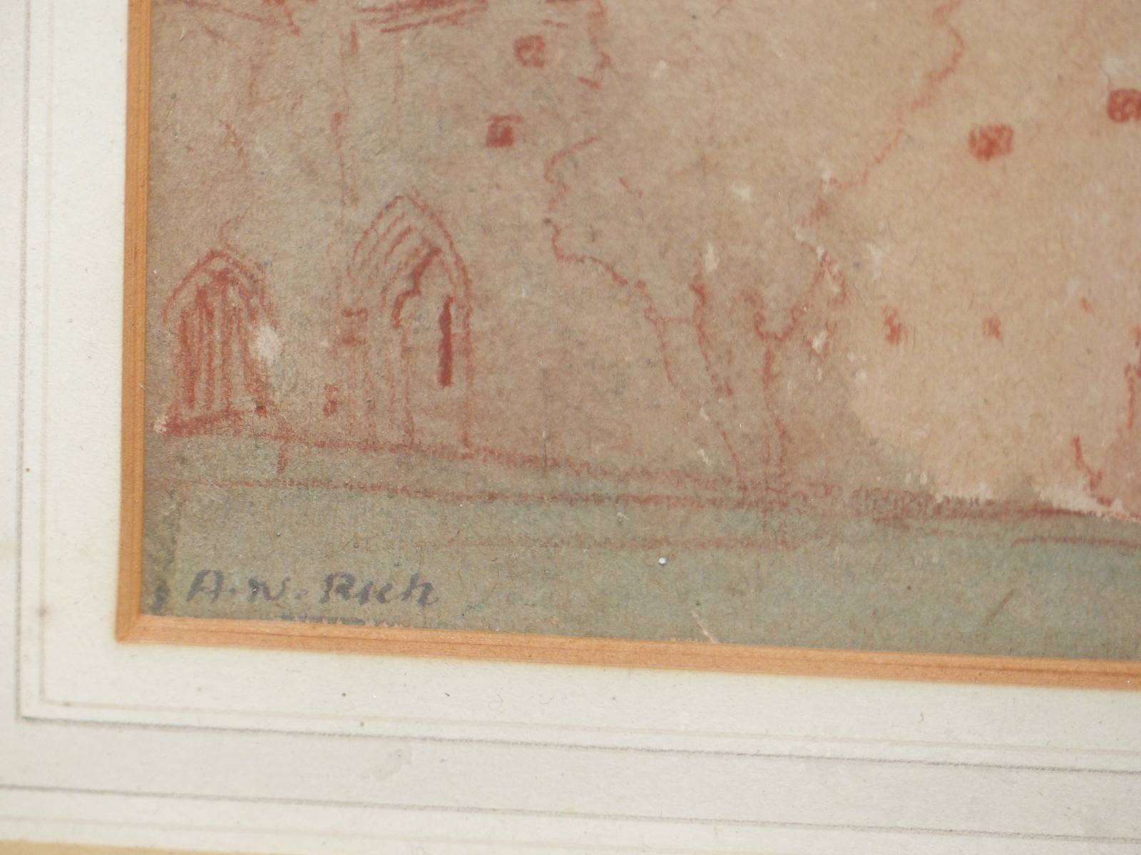 A.N. RICH, ABBEY RUINS, SIGNED, RED CHALK AND WASH, 28 X 23cms. - Image 6 of 8