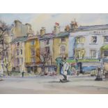D.E.WHITTINGTON (20TH CENTURY), TRAFFIC DUTY - BRIGHTON, SIGNED, INK AND WATERCOLOUR, 50 X 34.5cms.