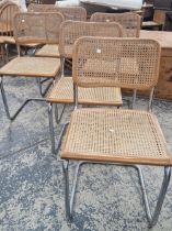 A SET OF SIX VINTAGE HABITAT CESCA CHAIRS WITH CHROME FRAMES AND CANED SEATS AND BACKS.