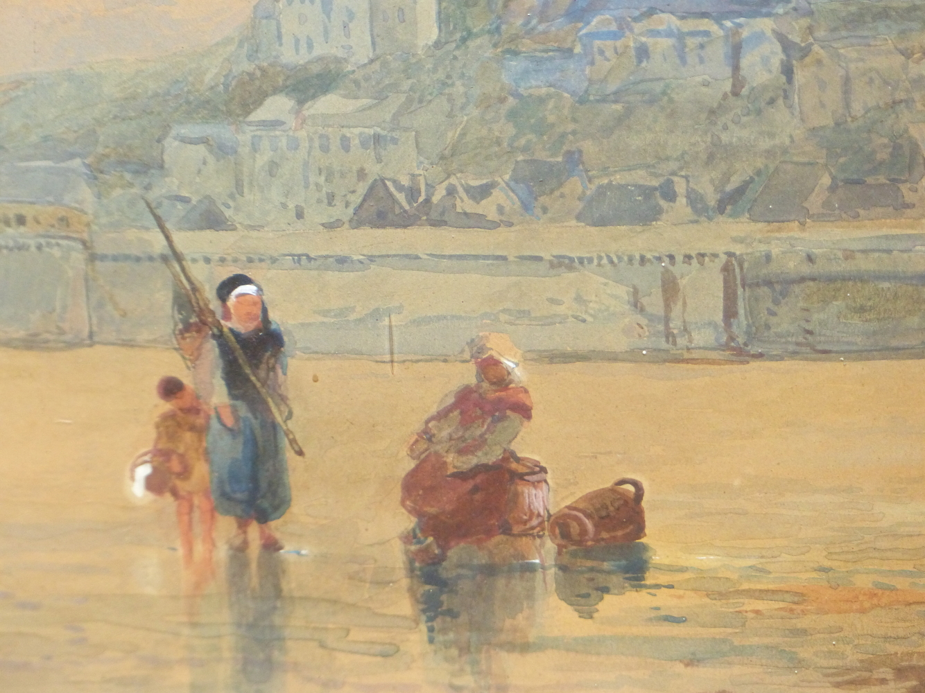 VICTOR DE WALSH-JACKSON (LATE 19TH CENTURY), ST MICHAEL'S MOUNT, CORNWALL, WITH FIGURES ON THE - Image 5 of 10