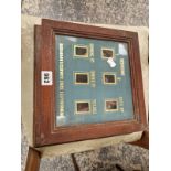A MAHOGANY FRAMED SERVANTS BELL INDICATOR FOR FIVE ROOMS AND A TRADESMANS ENTRANCE