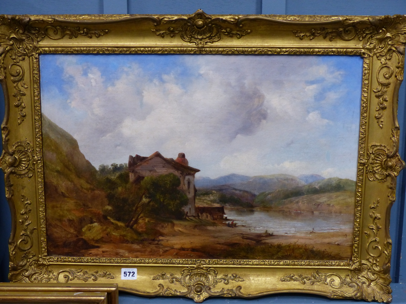 ENGLISH SCHOOL (19TH CENTURY), DERWENT WATER, OIL ON CANVAS, INDISTINCTLY TITLED ON STRETCHER VERSO, - Image 3 of 5