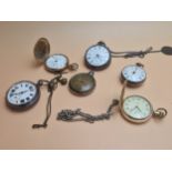 A GROUP OF SIX POCKET WATCHES TO INCLUDE A GOLD PLATED WALTHAM AND A W.LANCASTER & CO. LTD, A