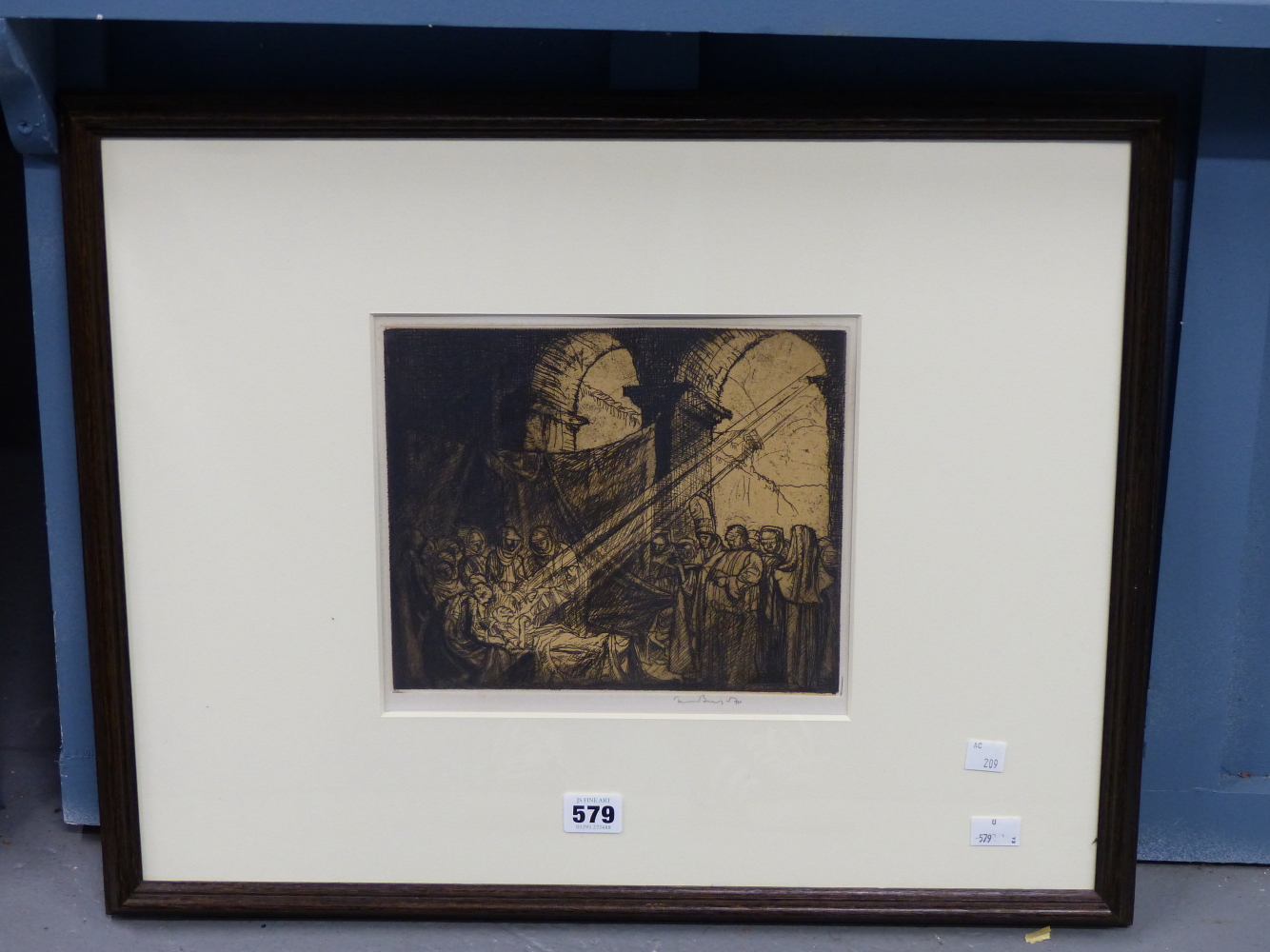 SIR FRANK BRANGWYN (1867-1956) ARR, THE DEATH OF SAINT MILBURGA, SIGNED IN PENCIL, ETCHING, 24 x - Image 3 of 4