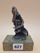 FELIPE GONZALEZ, A CONTEMPORARY BRONZE FIGURE OF A LADY GESTURING WITH ONE HAND TO HER HEAD AS SHE