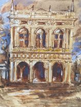 ATTRIBUTED TO JOHN PIPER (1903-1992) ARR, CLASSICAL BUILDING FACADE, SIGNED, PEN, INK AND